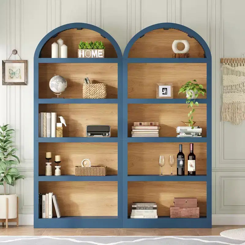 GDFStudio Herty Lot de 2 bibliothèques hautes autoportantes avec armoire de rangement et étagère
