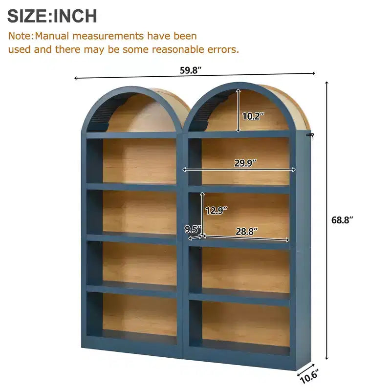 GDFStudio Herty Lot de 2 bibliothèques hautes autoportantes avec armoire de rangement et étagère