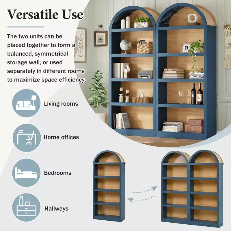 GDFStudio Herty Lot de 2 bibliothèques hautes autoportantes avec armoire de rangement et étagère