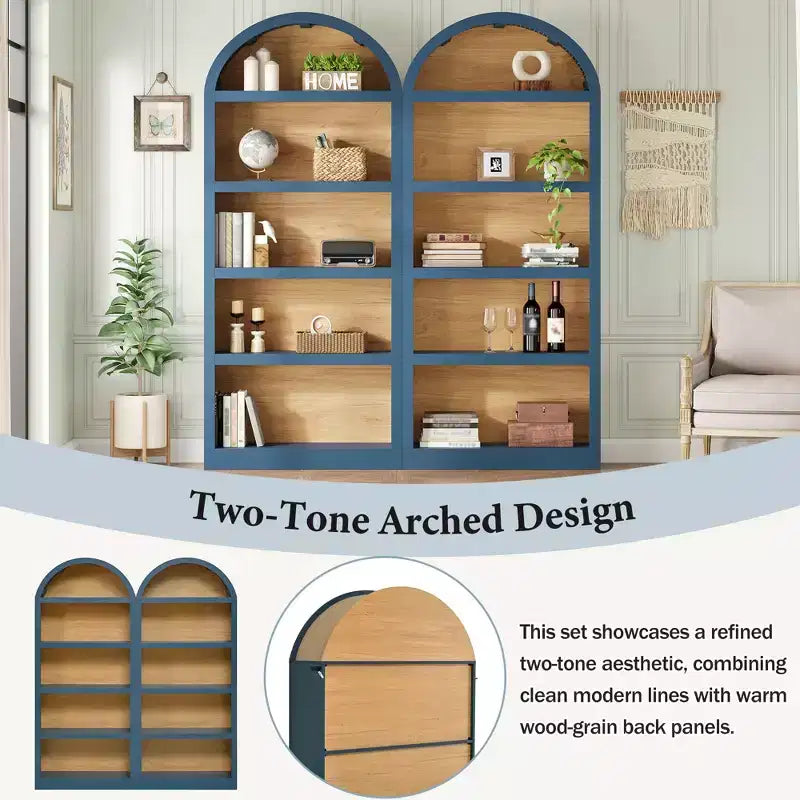 GDFStudio Herty Lot de 2 bibliothèques hautes autoportantes avec armoire de rangement et étagère