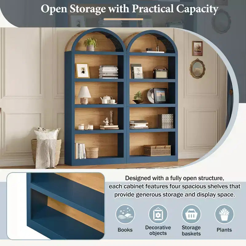 GDFStudio Herty Lot de 2 bibliothèques hautes autoportantes avec armoire de rangement et étagère