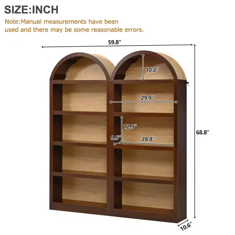 GDFStudio Herty Lot de 2 bibliothèques hautes autoportantes avec armoire de rangement et étagère