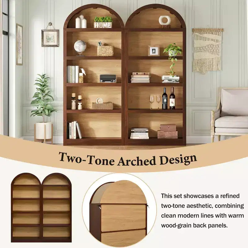 GDFStudio Herty Lot de 2 bibliothèques hautes autoportantes avec armoire de rangement et étagère