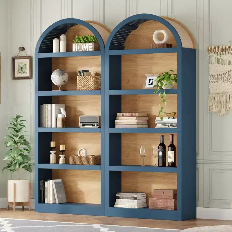 GDFStudio Herty Lot de 2 bibliothèques hautes autoportantes avec armoire de rangement et étagère