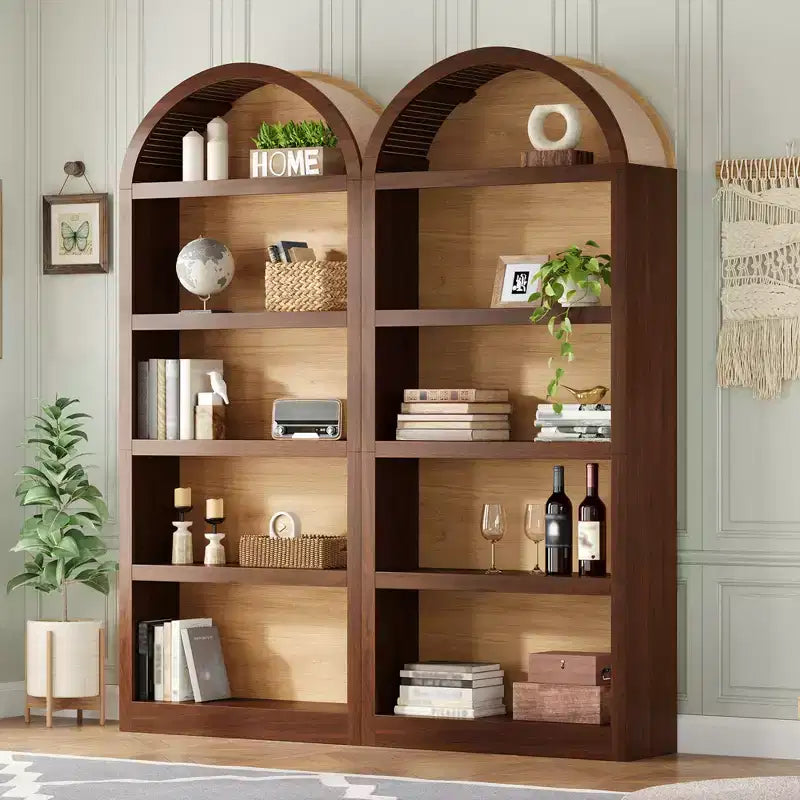 GDFStudio Herty Lot de 2 bibliothèques hautes autoportantes avec armoire de rangement et étagère