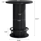 Lantine Table de bar ronde de 39,4 pouces de hauteur, table de bistrot en bois avec repose-pieds en métal pour salle à manger, café, salon, petit espace, noir, table uniquement