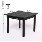 Table à manger carrée en bois noir Lantine de 39 pouces, 4 places, style moderne pour cuisine, salon.