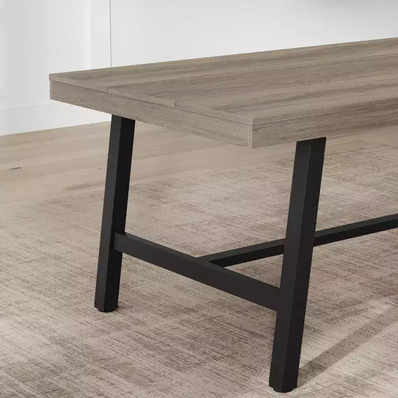 Table de salle à manger industrielle GustoWave pour 6 à 8 personnes, grande table de cuisine en bois de 180 cm avec cadre métallique robuste