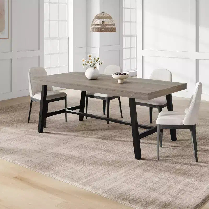 Table de salle à manger industrielle GustoWave pour 6 à 8 personnes, grande table de cuisine en bois de 180 cm avec cadre métallique robuste