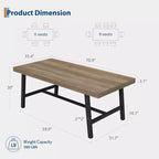 Table de salle à manger industrielle GustoWave pour 6 à 8 personnes, grande table de cuisine en bois de 180 cm avec cadre métallique robuste