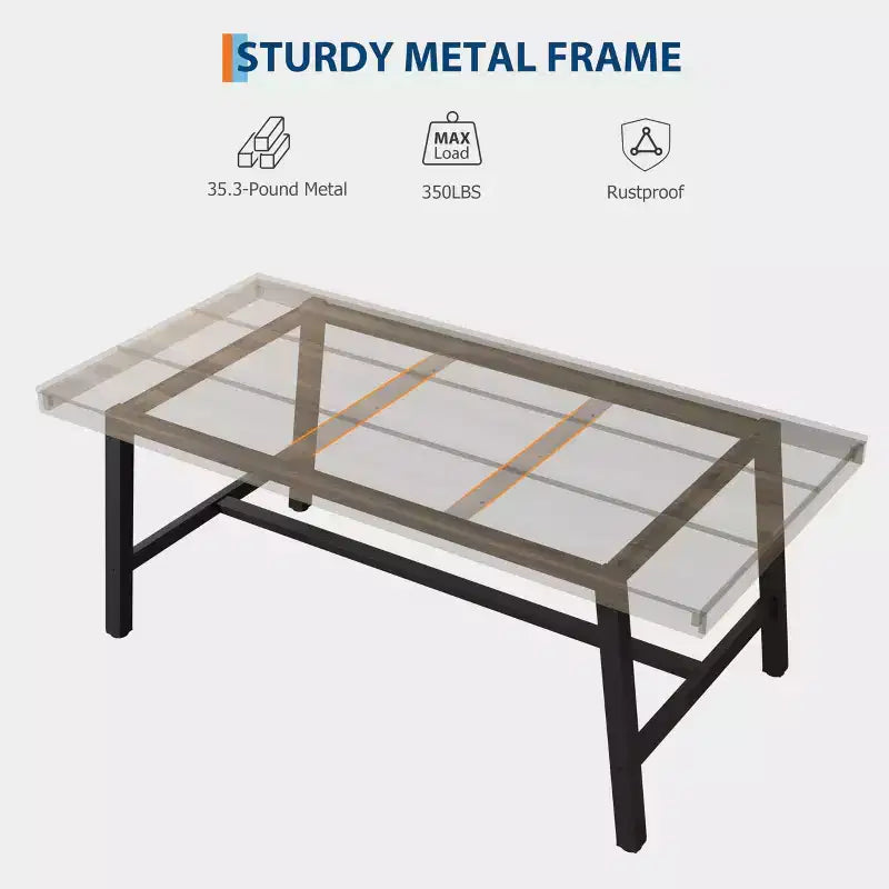 Table de salle à manger industrielle GustoWave pour 6 à 8 personnes, grande table de cuisine en bois de 180 cm avec cadre métallique robuste