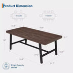 Table de salle à manger industrielle GustoWave pour 6 à 8 personnes, grande table de cuisine en bois de 180 cm avec cadre métallique robuste