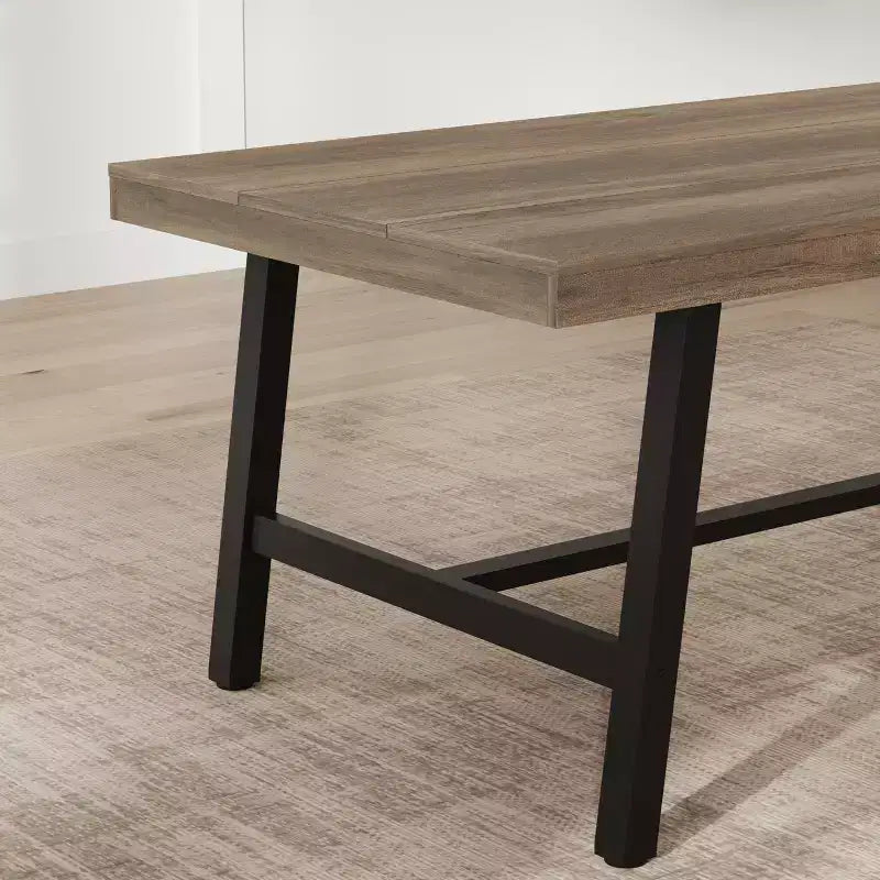 Table de salle à manger industrielle GustoWave pour 6 à 8 personnes, grande table de cuisine en bois de 180 cm avec cadre métallique robuste