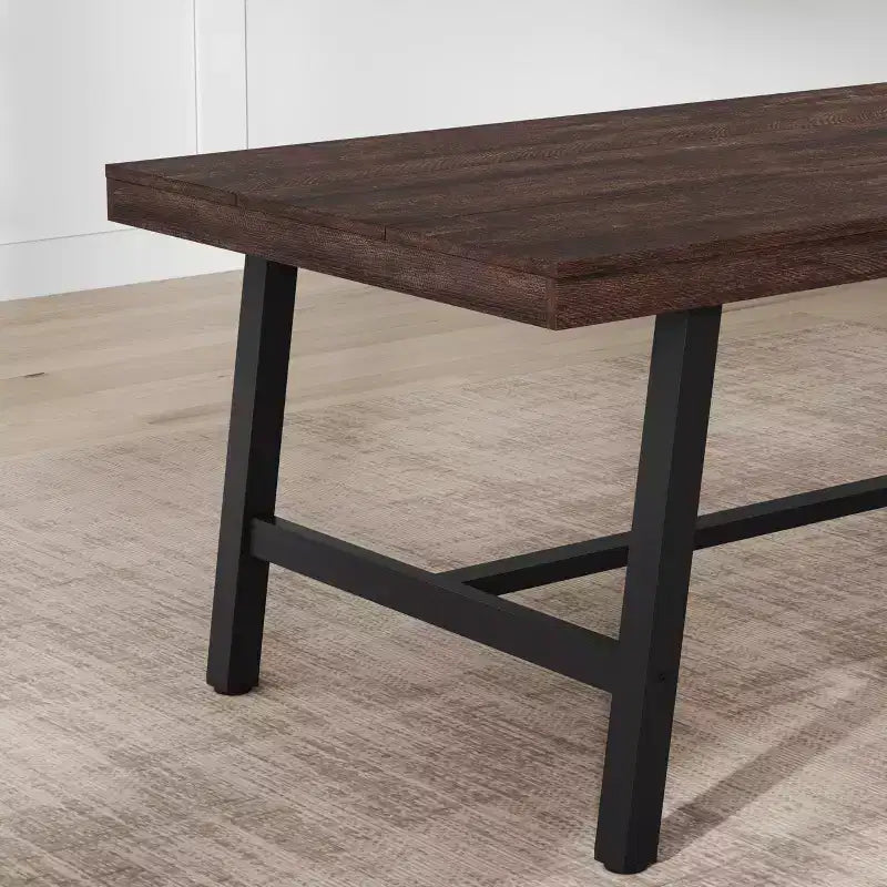 Table de salle à manger industrielle GustoWave pour 6 à 8 personnes, grande table de cuisine en bois de 180 cm avec cadre métallique robuste