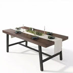 GustoWave Industrial Dining Table for 6-8 People, 70.9 Long Wooden Kitchen Table with Sturdy Metal Frame