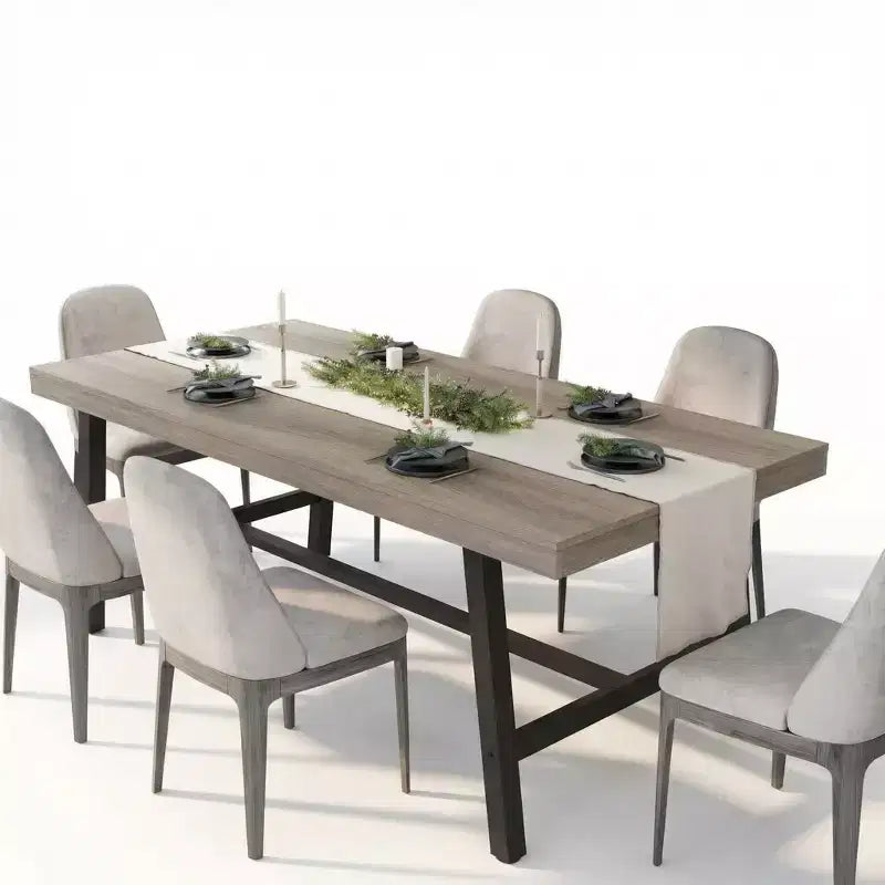 Table de salle à manger industrielle GustoWave pour 6 à 8 personnes, grande table de cuisine en bois de 180 cm avec cadre métallique robuste