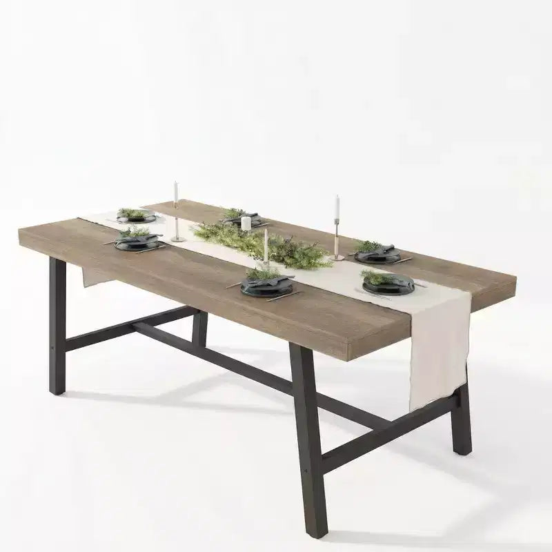 Table de salle à manger industrielle GustoWave pour 6 à 8 personnes, grande table de cuisine en bois de 180 cm avec cadre métallique robuste
