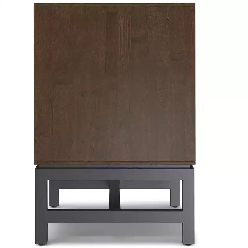 Table de chevet Devlin en bois massif, 50 cm de large, style industriel Mid-Century, marron noyer