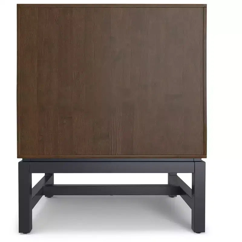 Table de chevet Devlin en bois massif, 50 cm de large, style industriel Mid-Century, marron noyer