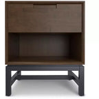 Table de chevet Devlin en bois massif, 50 cm de large, style industriel Mid-Century, marron noyer