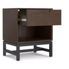 Table de chevet Devlin en bois massif, 50 cm de large, style industriel Mid-Century, marron noyer