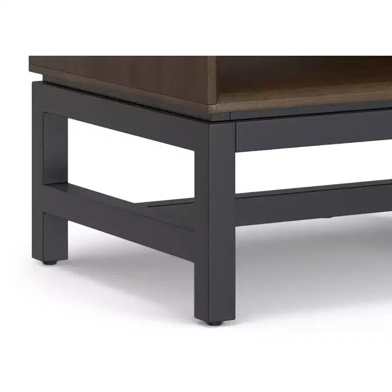 Table de chevet Devlin en bois massif, 50 cm de large, style industriel Mid-Century, marron noyer