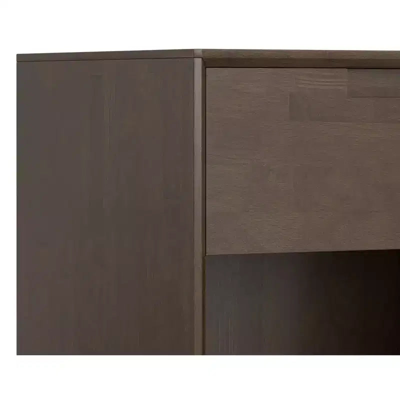 Table de chevet Devlin en bois massif, 50 cm de large, style industriel Mid-Century, marron noyer