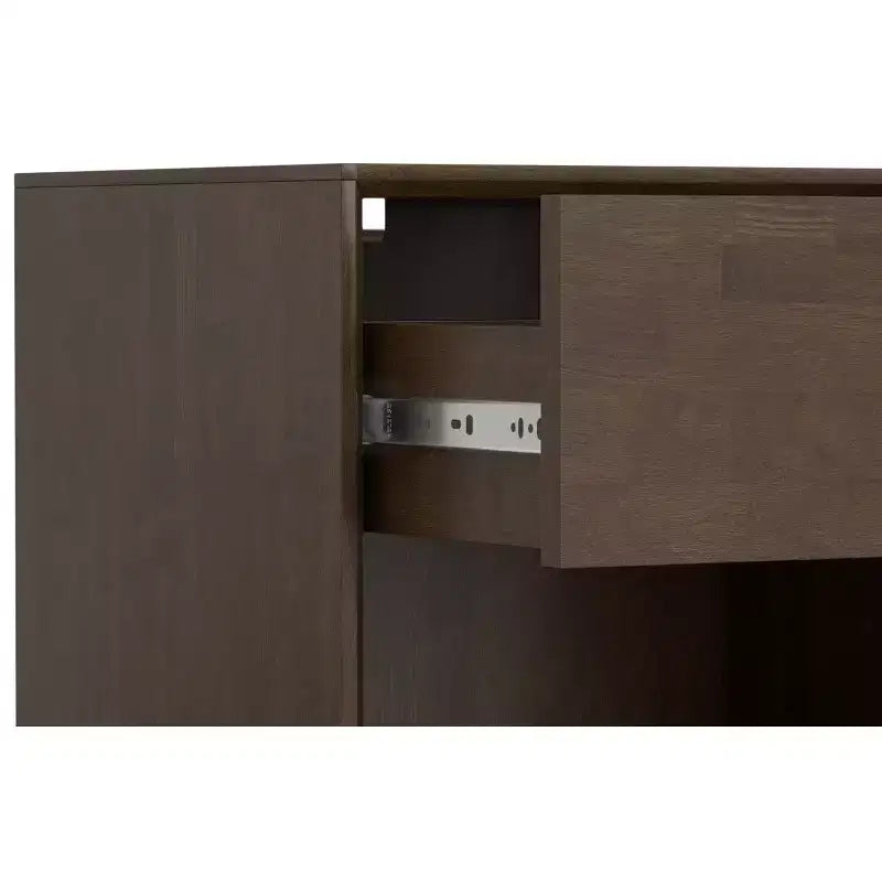 Table de chevet Devlin en bois massif, 50 cm de large, style industriel Mid-Century, marron noyer