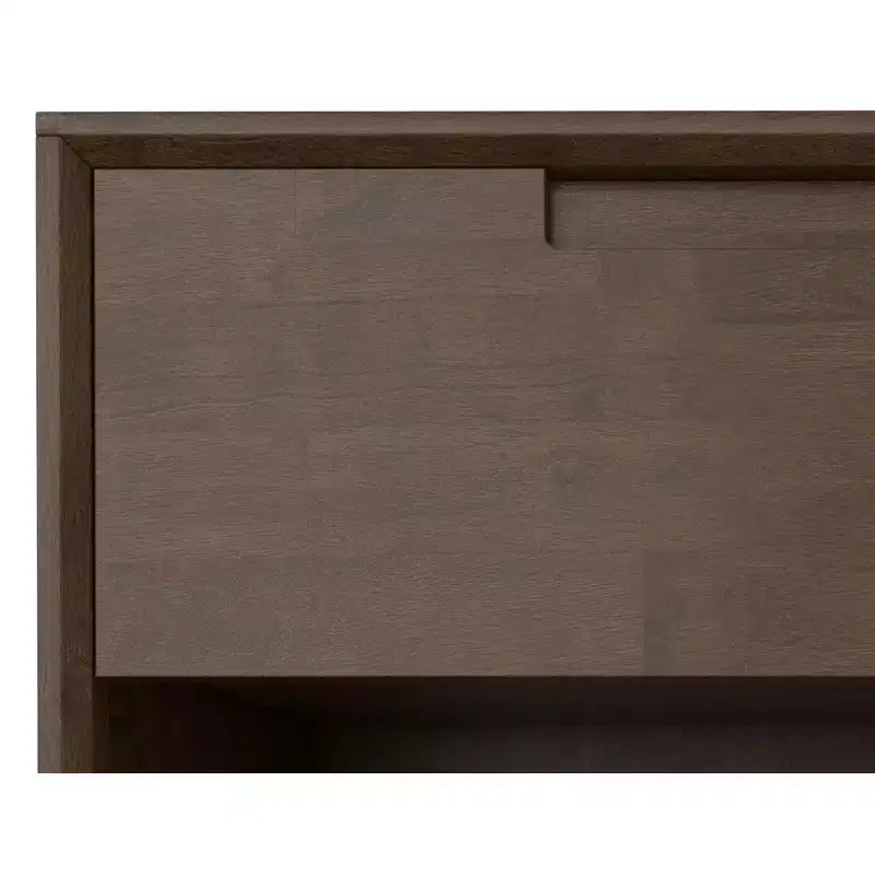 Table de chevet Devlin en bois massif, 50 cm de large, style industriel Mid-Century, marron noyer