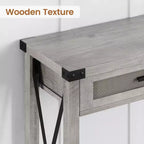 Table d'entrée de ferme avec 2 tiroirs, console en rotin pour entrée, table de canapé en bois pour salon, foyer, couloir