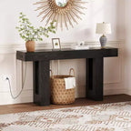 Console avec prise électrique, Table de canapé extra longue derrière le canapé, Table d'entrée étroite pour couloir, entrée, salon