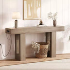 Console avec prise électrique, Table de canapé extra longue derrière le canapé, Table d'entrée étroite pour couloir, entrée, salon