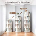 Étagère à Livres Rotative à 360 Degrés à 5 Niveaux, 18,1118,1161,81 Pouces, Tour de Livres Ronde Pivotante Blanc Chaud, Structure Robuste en MDF, Rangement Gain de Place pour Livres/Décoration