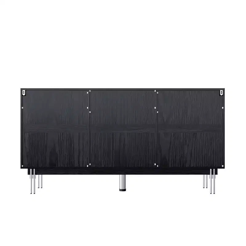 Commode moderne noire Hitow à 9 tiroirs : 160 cm de large + pieds en métal Meuble de rangement spacieux pour chambres et salons