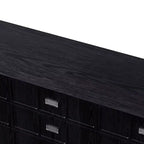 Commode moderne noire Hitow à 9 tiroirs : 160 cm de large + pieds en métal Meuble de rangement spacieux pour chambres et salons