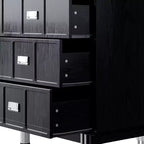 Commode moderne noire Hitow à 9 tiroirs : 160 cm de large + pieds en métal Meuble de rangement spacieux pour chambres et salons