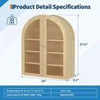 24 Armoire murale cintrée avec double porte en acrylique, Armoire à pharmacie de style rustique avec étagère réglable, Armoire de rangement murale en bois