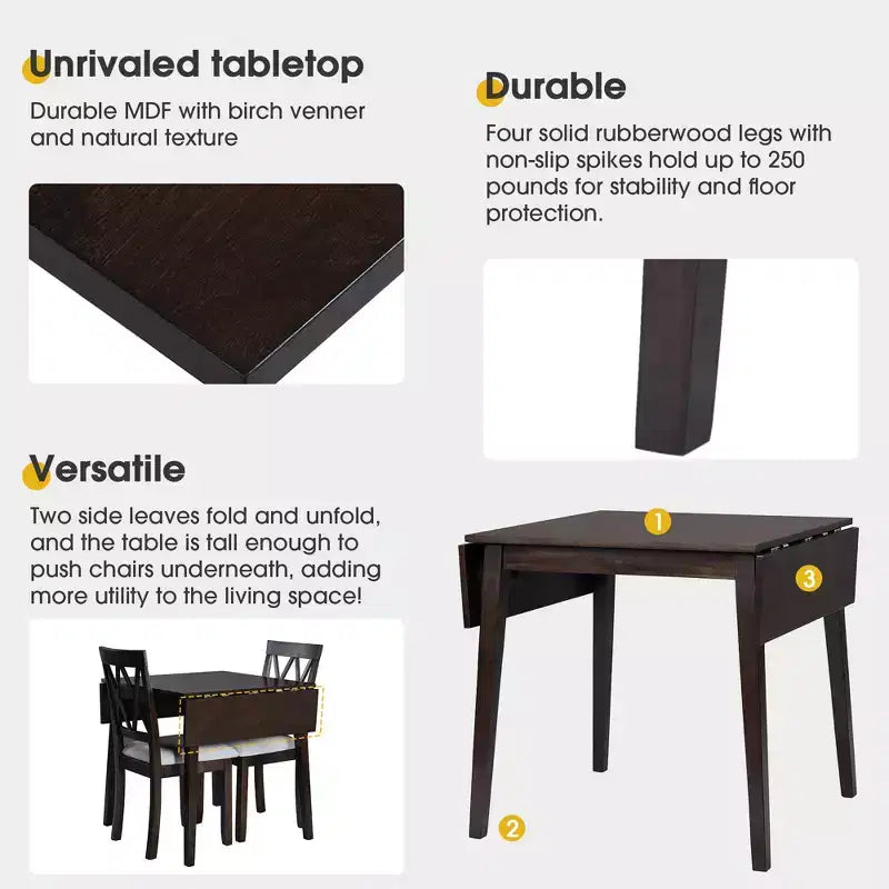 GDFStudio Zamora 29-45 Table à manger extensible avec pieds en bois d'hévéa