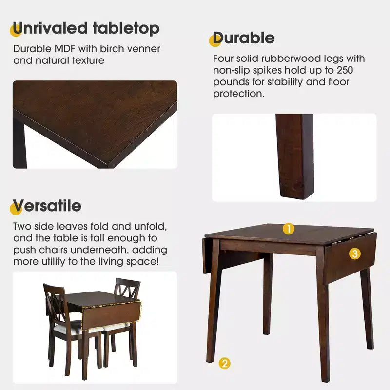 GDFStudio Zamora 29-45 Table à manger extensible avec pieds en bois d'hévéa