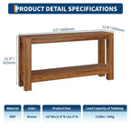 Console étroite de 160 cm avec 2 étagères de rangement pour salon, entrée et salle à manger
