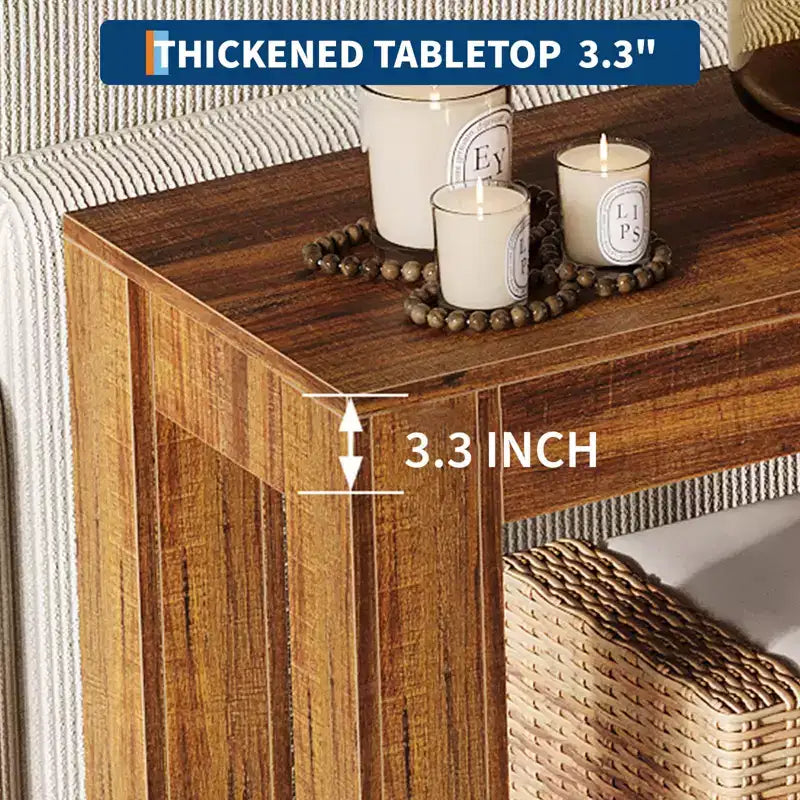Console étroite de 160 cm avec 2 étagères de rangement pour salon, entrée et salle à manger