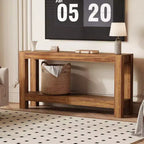 Console étroite de 160 cm avec 2 étagères de rangement pour salon, entrée et salle à manger