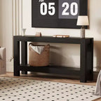 Console étroite de 160 cm avec 2 étagères de rangement pour salon, entrée et salle à manger
