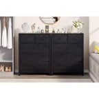 Grande commode moderne à 5 tiroirs profonds avec poignées métalliques, commode double de rangement en bois pour chambre d'enfant, entrée et couloir