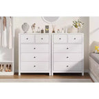 Grande commode moderne à 5 tiroirs profonds avec poignées métalliques, commode double de rangement en bois pour chambre d'enfant, entrée et couloir