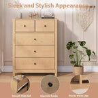 Grande commode moderne à 5 tiroirs profonds avec poignées métalliques, commode double de rangement en bois pour chambre d'enfant, entrée et couloir