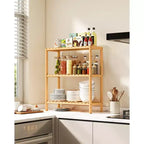 Étagère de rangement en bambou SONGMICS, meuble de rangement à 3 niveaux, multifonctionnel, pour l'entrée, la salle de bain, 25,9 x 60 x 66 cm, bambou clair