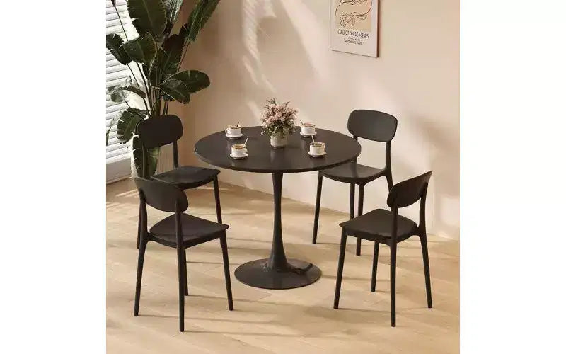 JVNOXK Table ronde moderne du milieu du siècle de 61 cm, table de salle à manger, table de cuisine tulipe, table basse de salon, table de salle à manger ovale, noire