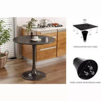 JVNOXK Table ronde moderne du milieu du siècle de 61 cm, table de salle à manger, table de cuisine tulipe, table basse de salon, table de salle à manger ovale, noire