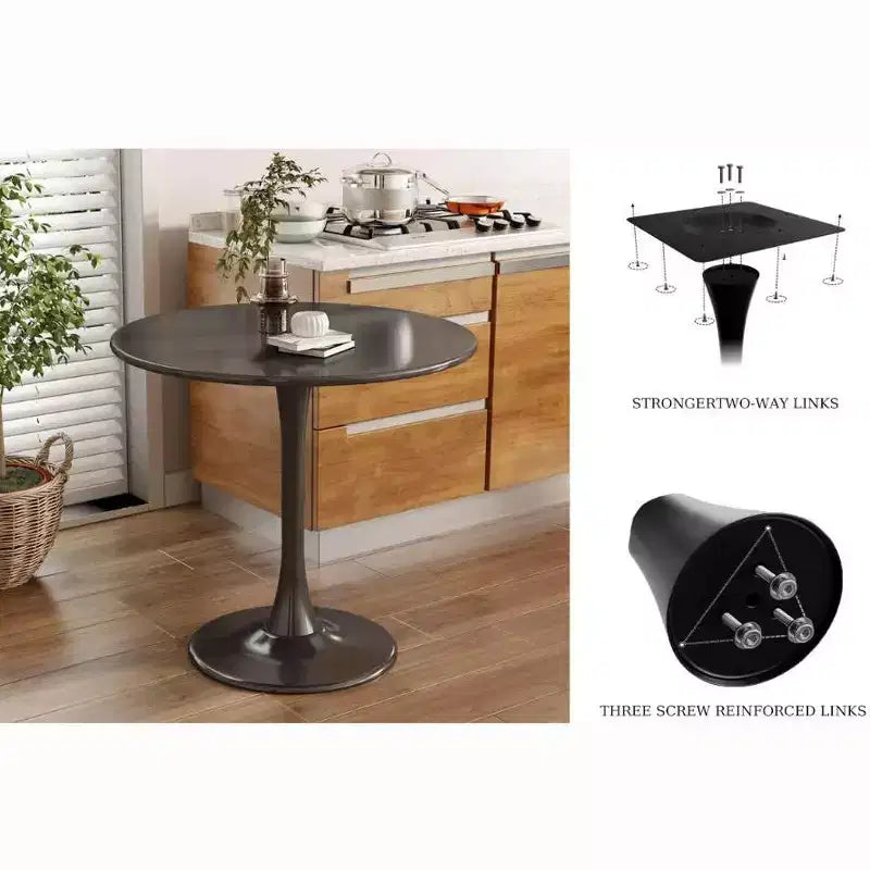JVNOXK Table ronde moderne du milieu du siècle de 61 cm, table de salle à manger, table de cuisine tulipe, table basse de salon, table de salle à manger ovale, noire